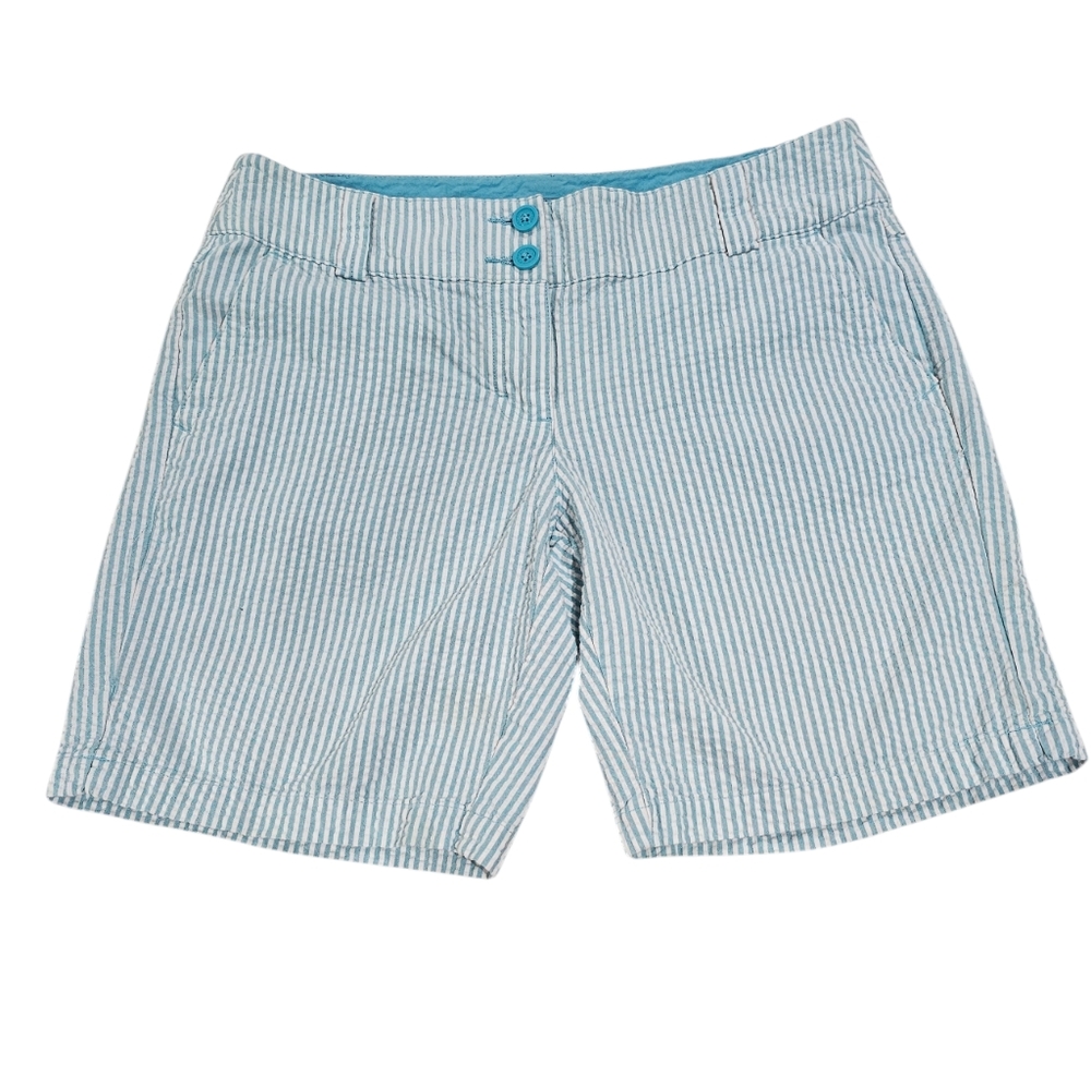 Manhattan Chino Striped Blue Women's Shorts size 8 EUC